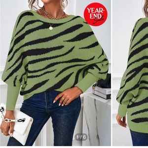 Batwing Zebra print sweater. NWT. XL